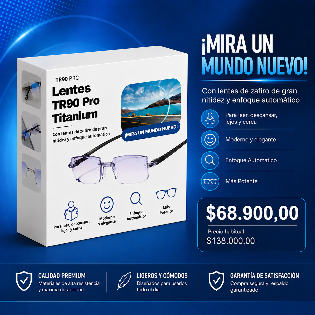 😣 ¿Cansado de gafas incómodas? ¡Lleva 2 TR90 Premium Hoy!🚚 Envío Gratis